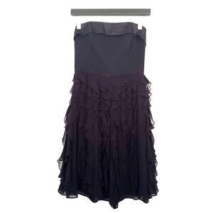 White House Black Market Ruffled Strapless Dress 0